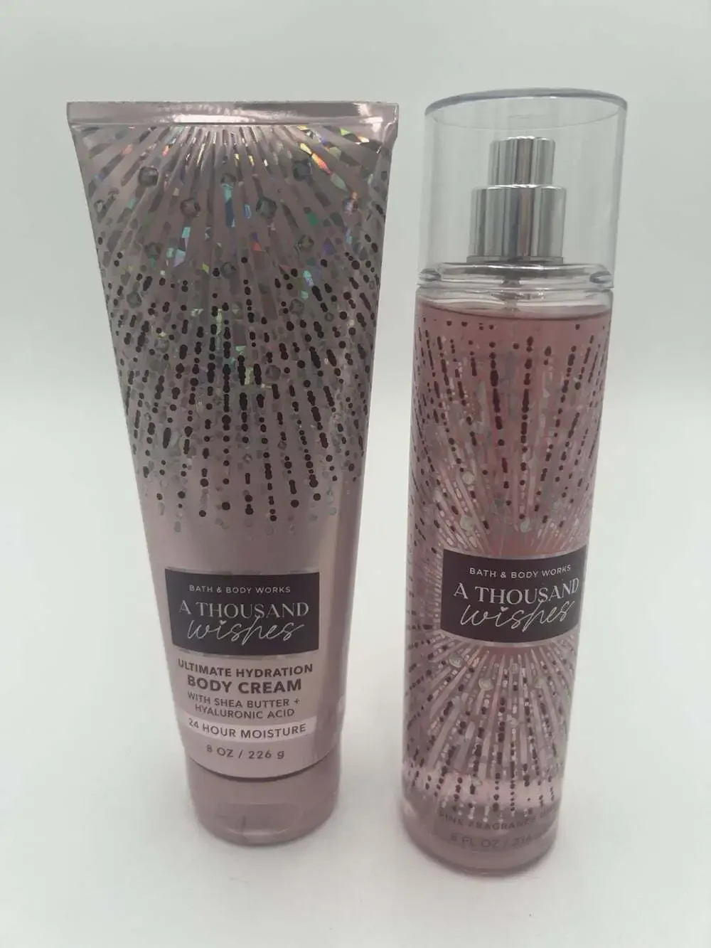 NEW Set Of 2 Bath Body Works Thousand Wishes Fragrance Mist 8oz Body Cream 8oz